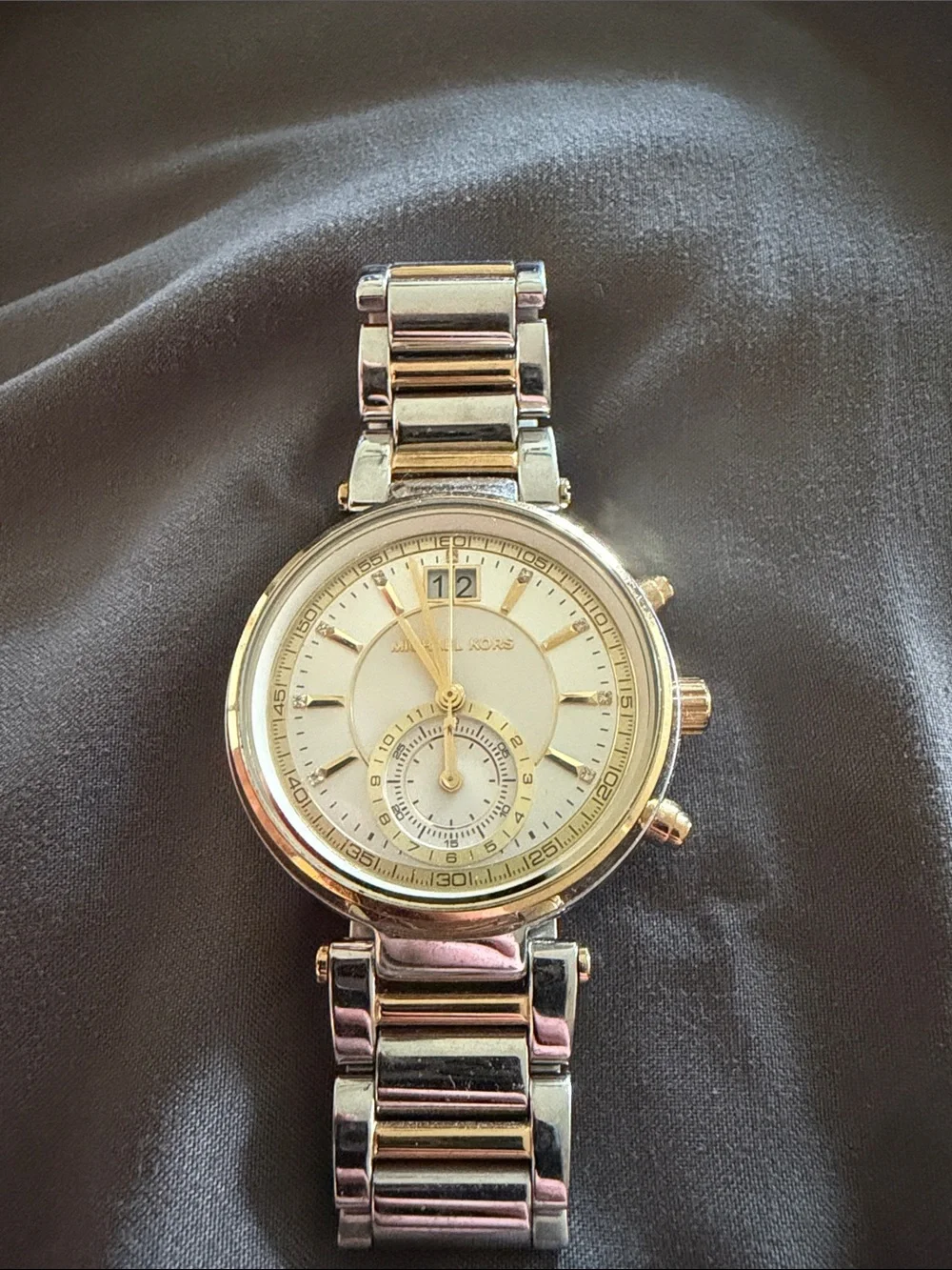 Michael Kors Two-Tone Gold and Silver Women's Chronograph Bracelet Watch